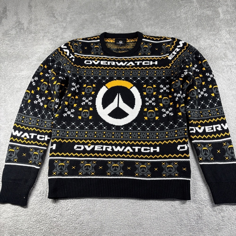 Overwatch Blizzard Sweater Think Geek‎ 2018 Black Heavy Tight Knit Gamer Size L